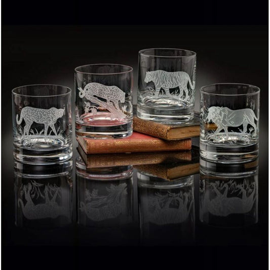 Old Fashion Glasses (4) Big Cats by Julie Wear