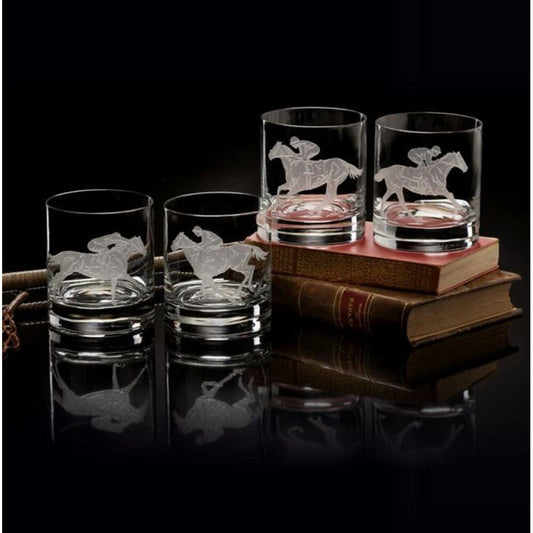 Old Fashion Glasses (4) Race Horse by Julie Wear