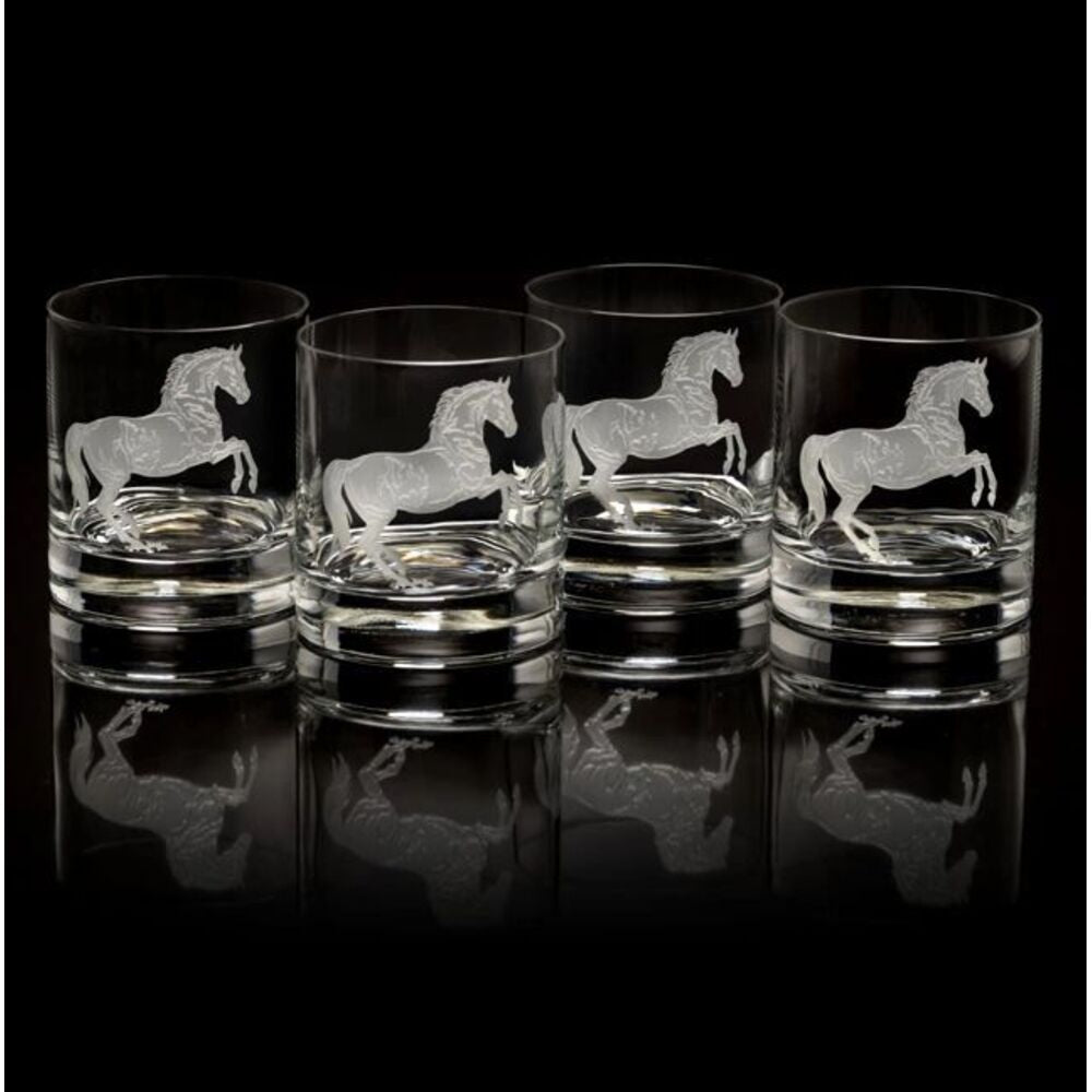 Old Fashion Glasses (4) Rearing Horse by Julie Wear
