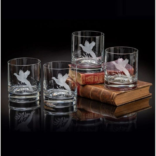 Old Fashion Glasses (4) Upland Birds by Julie Wear