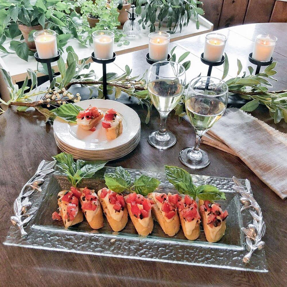 Olive Oblong Glass Serving Tray by Arthur Court Designs 3