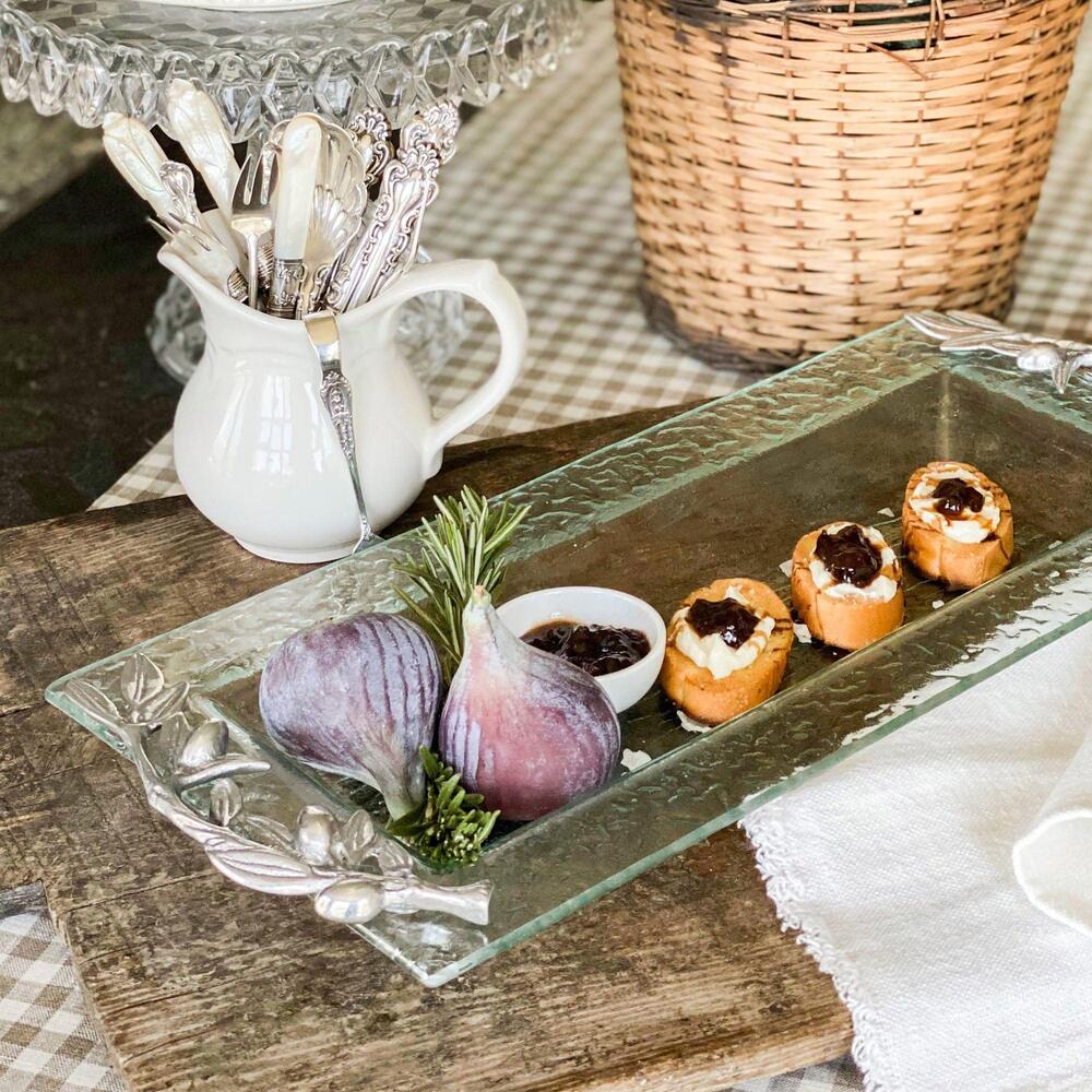 Olive Oblong Glass Serving Tray by Arthur Court Designs 4