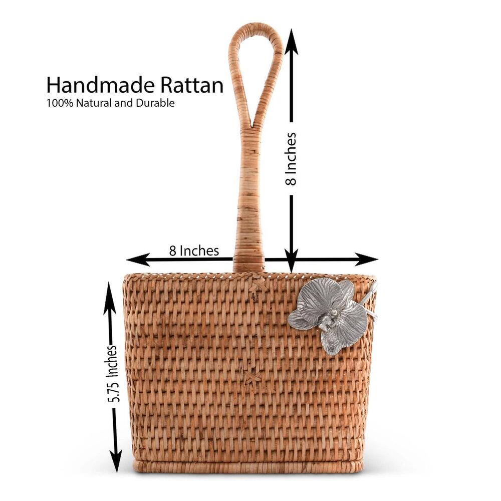 Orchid Hand Woven Wicker Rattan Flatware Caddy by Vagabond House 5