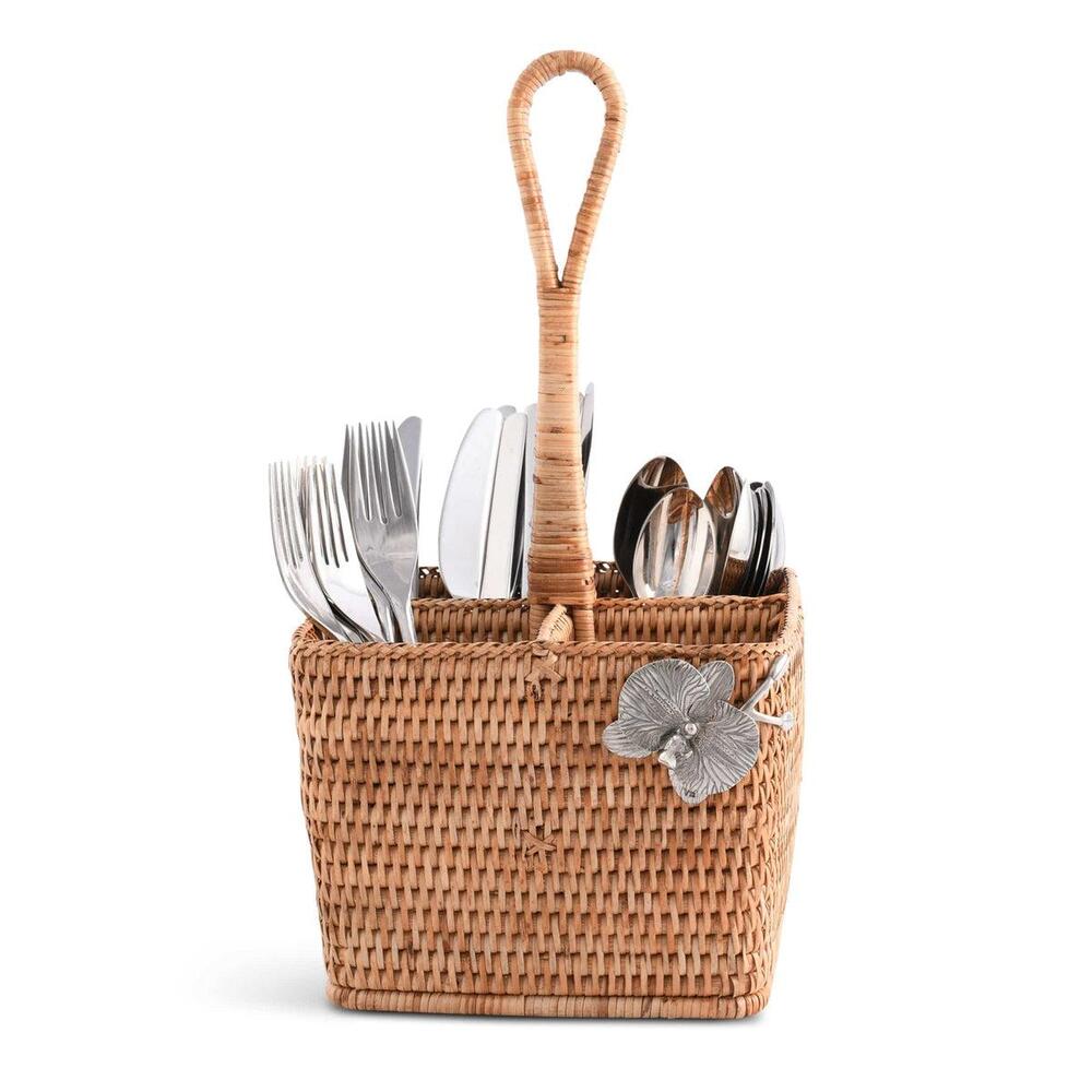 Orchid Hand Woven Wicker Rattan Flatware Caddy by Vagabond House