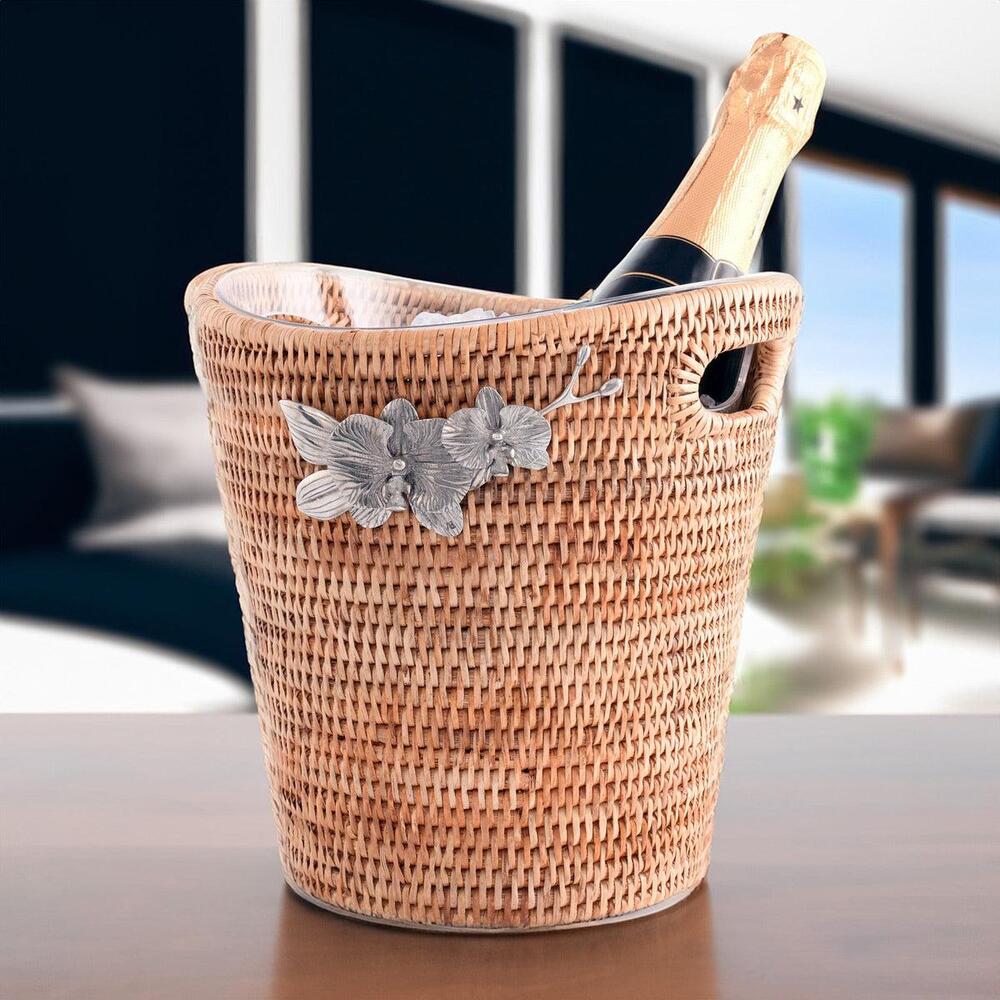 Orchids Hand Woven Wicker Rattan Champagne / Ice Bucket by Vagabond House 4