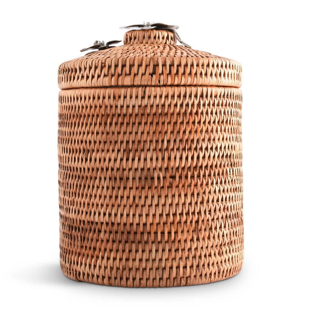 Orchids Hand Woven Wicker Rattan Lidded Ice Bucket by Vagabond House 1