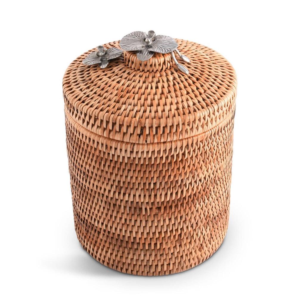 Orchids Hand Woven Wicker Rattan Lidded Ice Bucket by Vagabond House 3