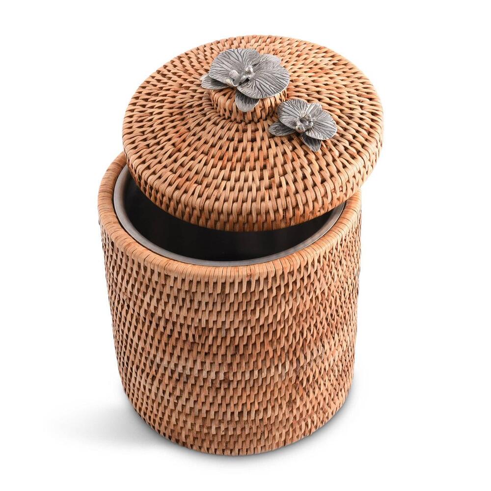 Orchids Hand Woven Wicker Rattan Lidded Ice Bucket by Vagabond House 5