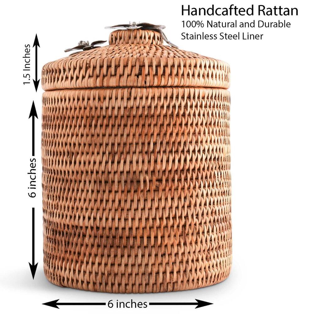 Orchids Hand Woven Wicker Rattan Lidded Ice Bucket by Vagabond House 6