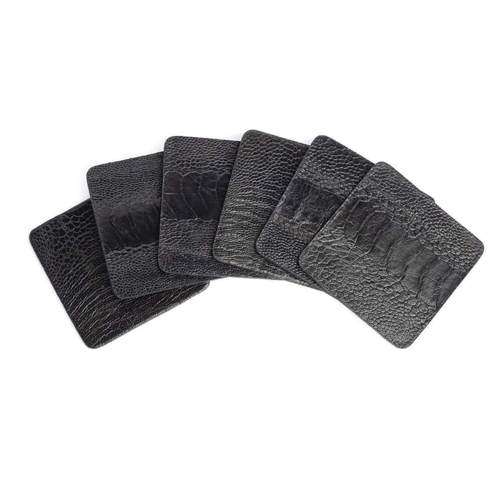Ostrich Shin Coasters with Tie Set of 6 by Ngala Trading Company