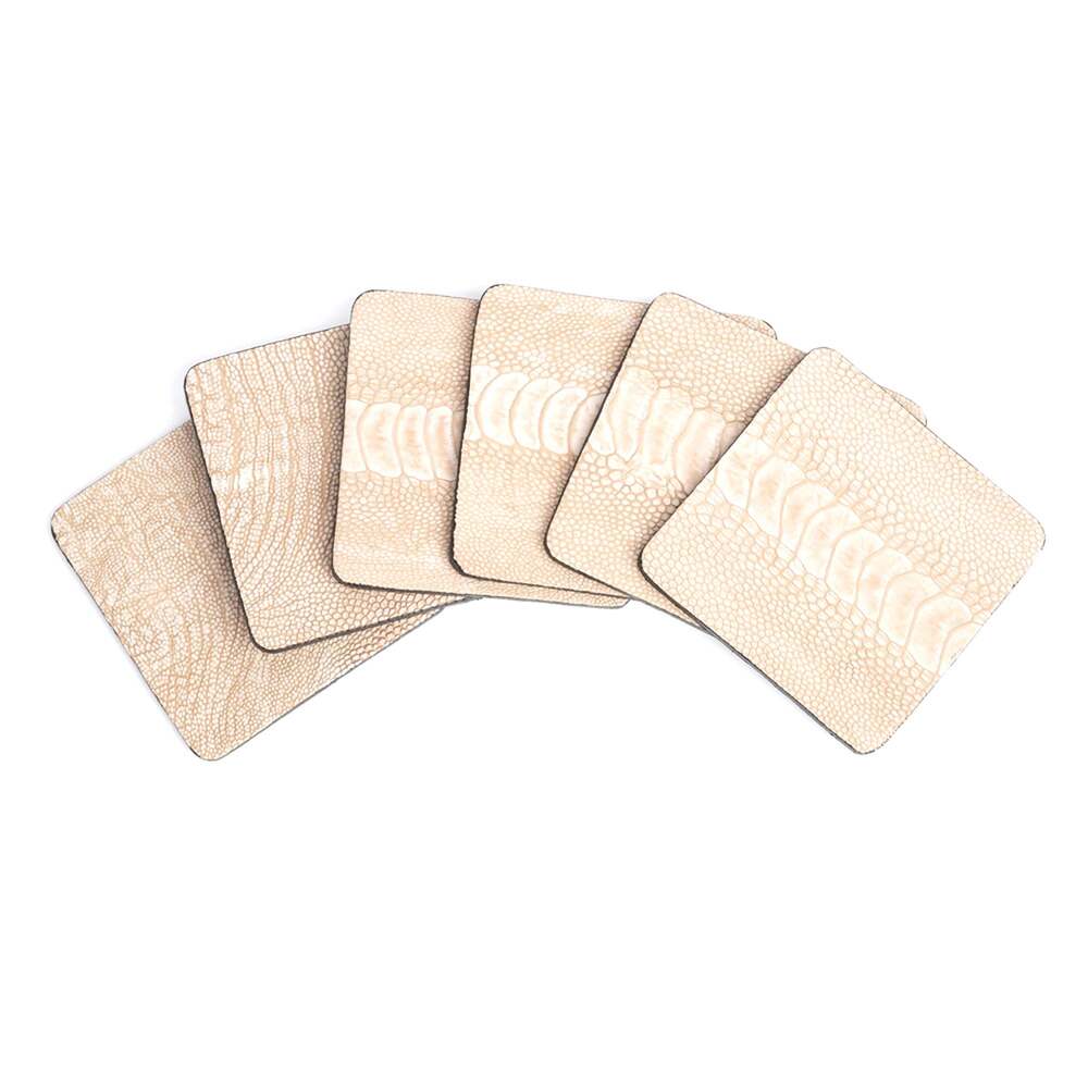 Ostrich Shin Coasters with Tie Set of 6 by Ngala Trading Company