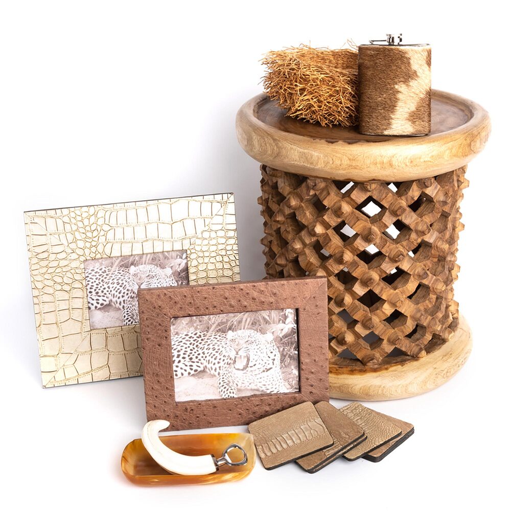 Ostrich Shin Coasters with Tie Set of 6 by Ngala Trading Company Additional Image - 2