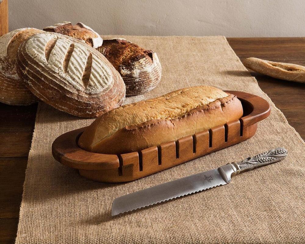 Oval Bread Board with Pewter Wheat Knife by Vagabond House 1