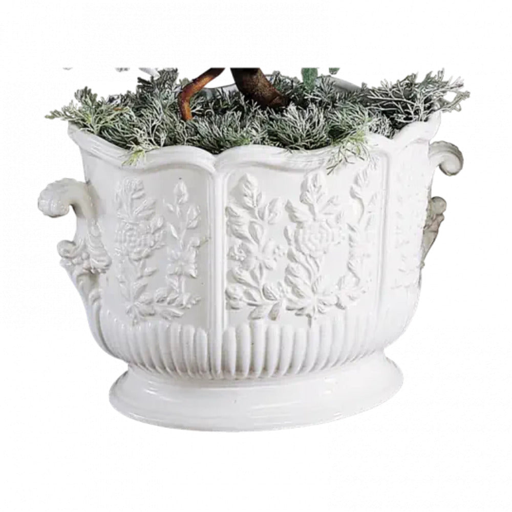 Oval Cachepot with Handles - White by Mottahedeh