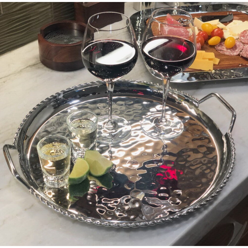 Paloma Round Tray with Braided Wire & Handles 16 1/2" by Mary Jurek Design Additional Image -4