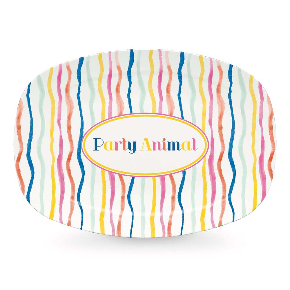 Party Animal Confetti Stripe Tease Platter by Mariposa