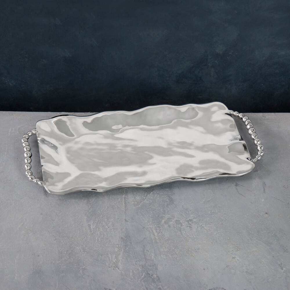 Pearl Perla Long Rectangular Tray with Handles by Beatriz Ball