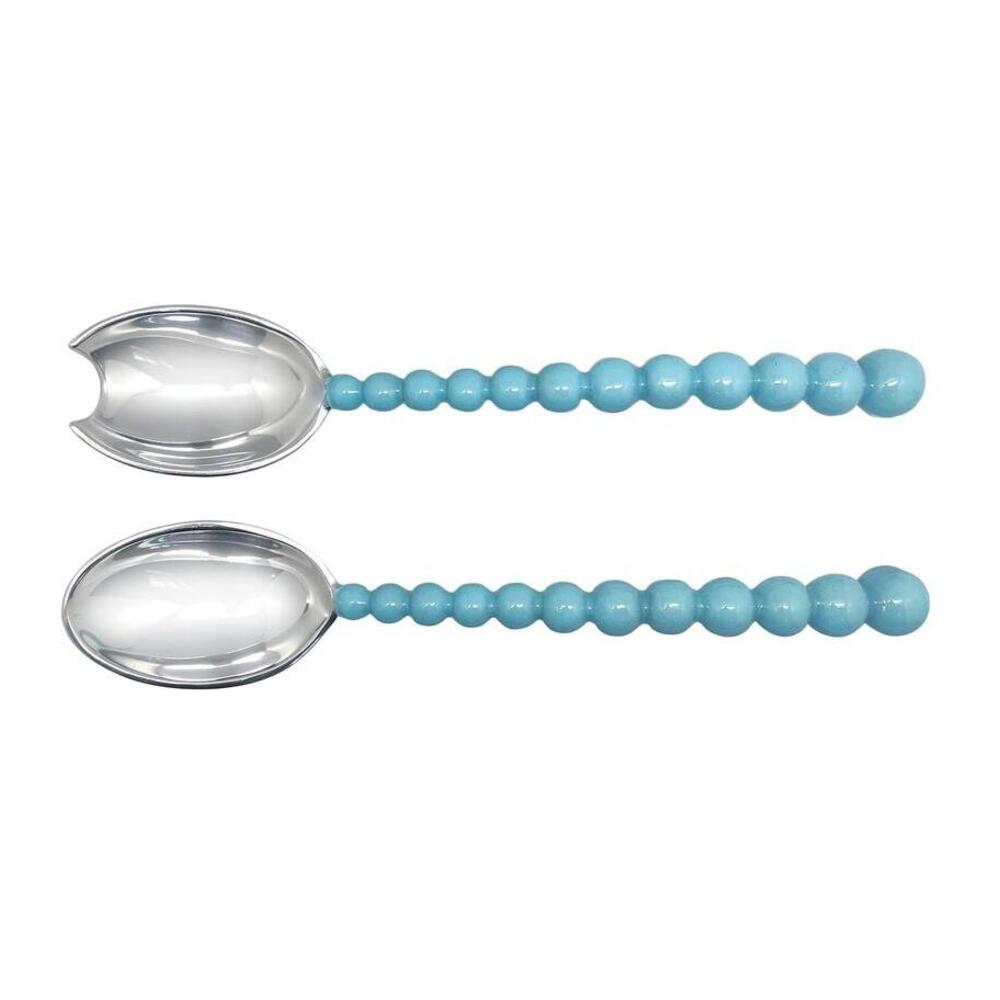 Pearled Aqua Large Salad Servers by Mariposa