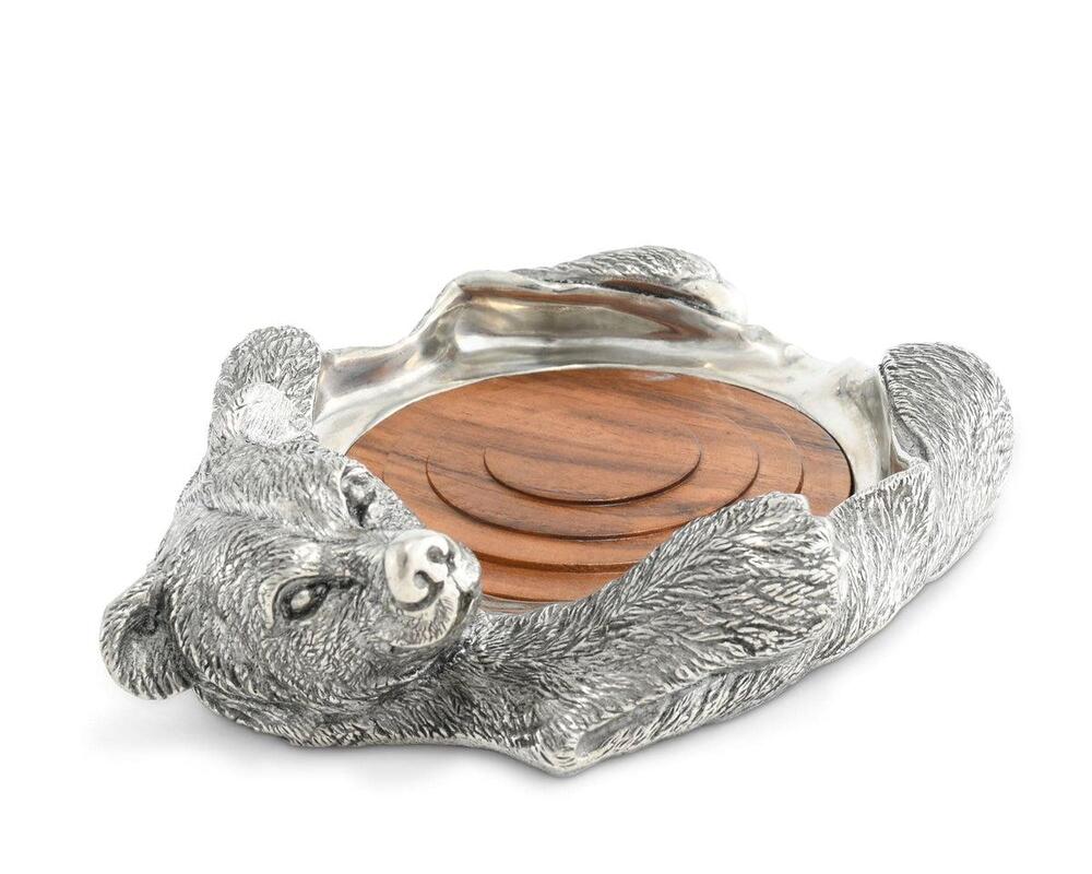 Pewter Bear Rug Wine Coaster by Vagabond House 2