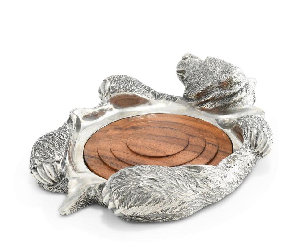 Pewter Bear Rug Wine Coaster by Vagabond House 3