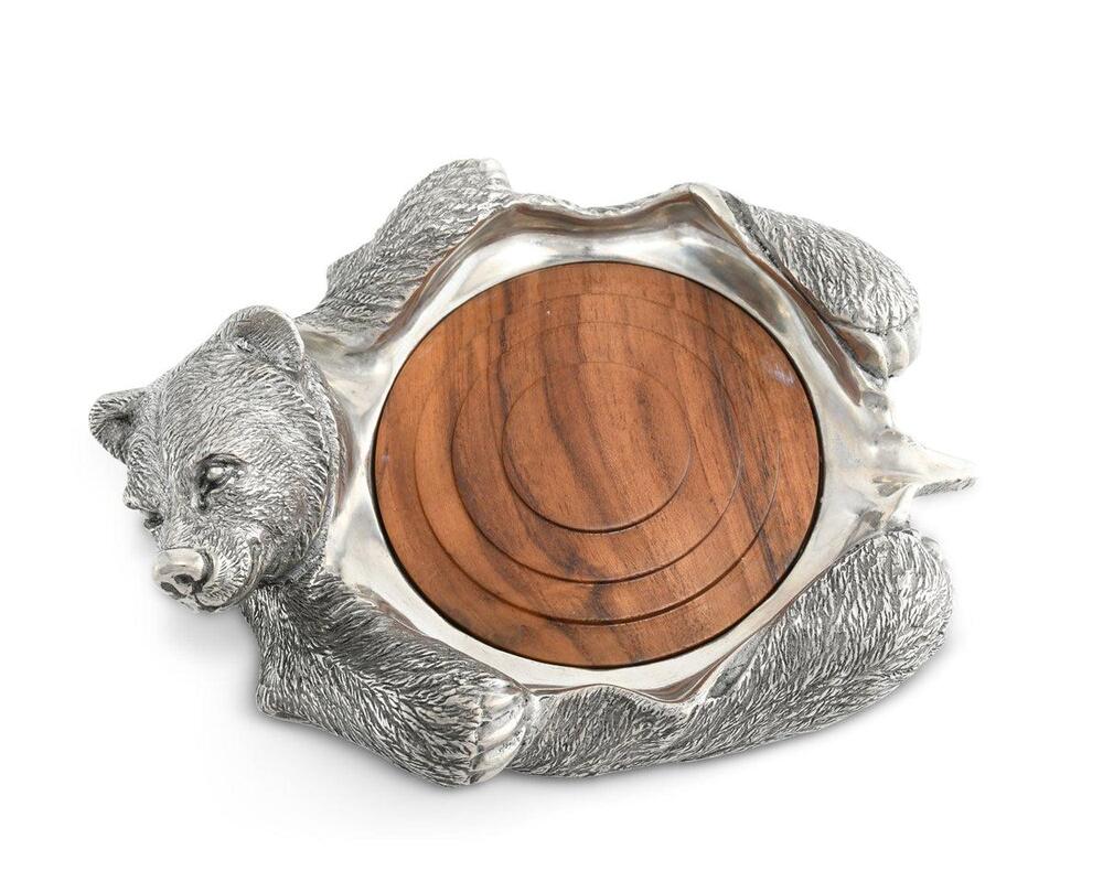 Pewter Bear Rug Wine Coaster by Vagabond House 4