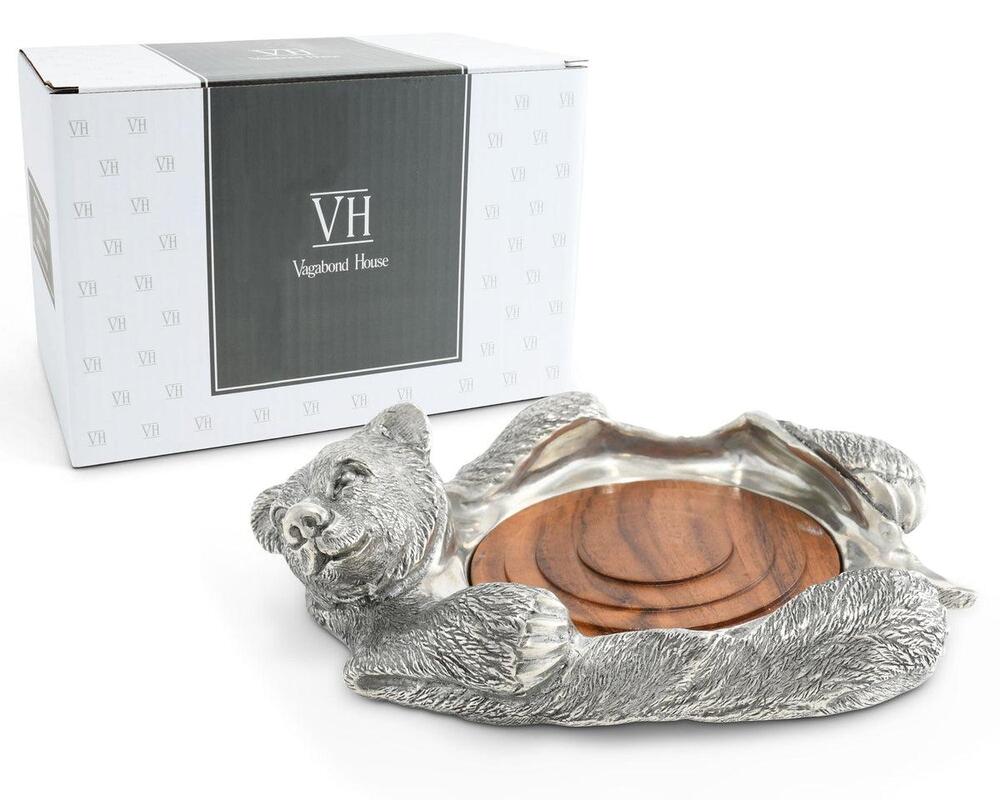 Pewter Bear Rug Wine Coaster by Vagabond House 5