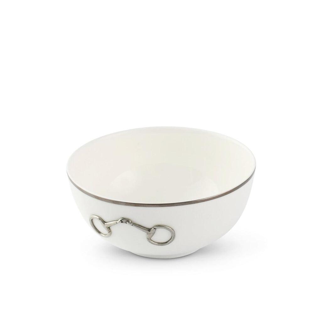 Pewter Bit Bone China Round Cereal Bowl Platinum Rim by Vagabond House 1