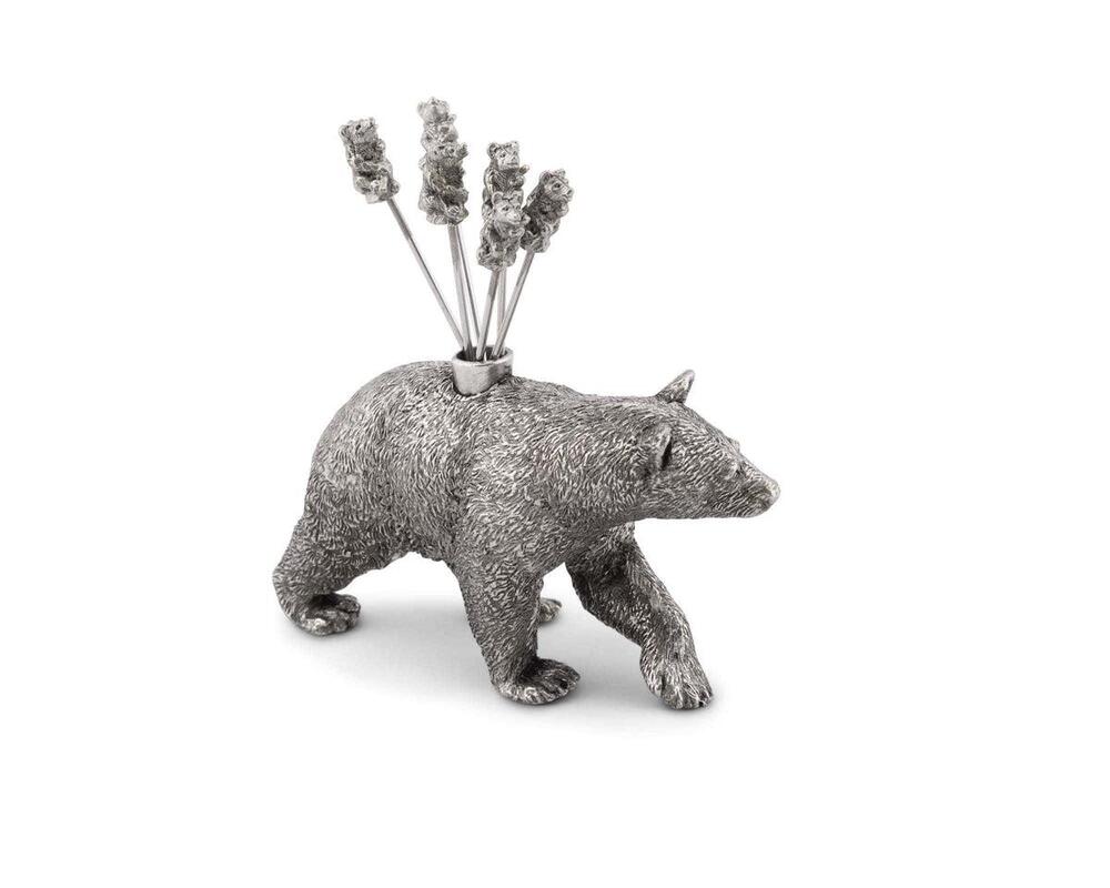 Pewter Black Bear Cheese Picks by Vagabond House 1