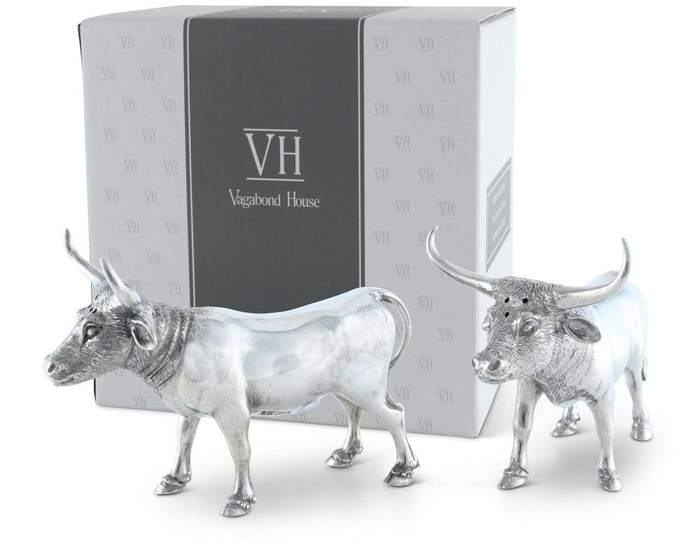 Pewter Steers Salt & Pepper Set by Vagabond House 3