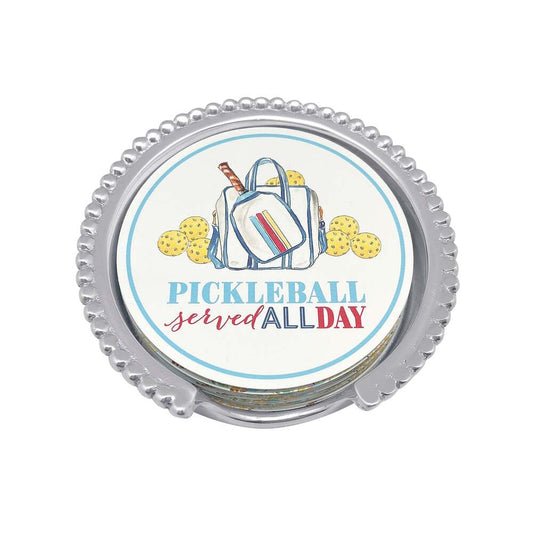 Pickleball Served All Day Beaded Coaster Set by Mariposa