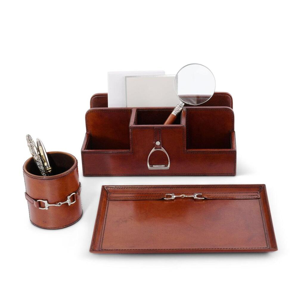 Premium Genuine Leather Equestrian Bit Catchall Tray by Vagabond House 4
