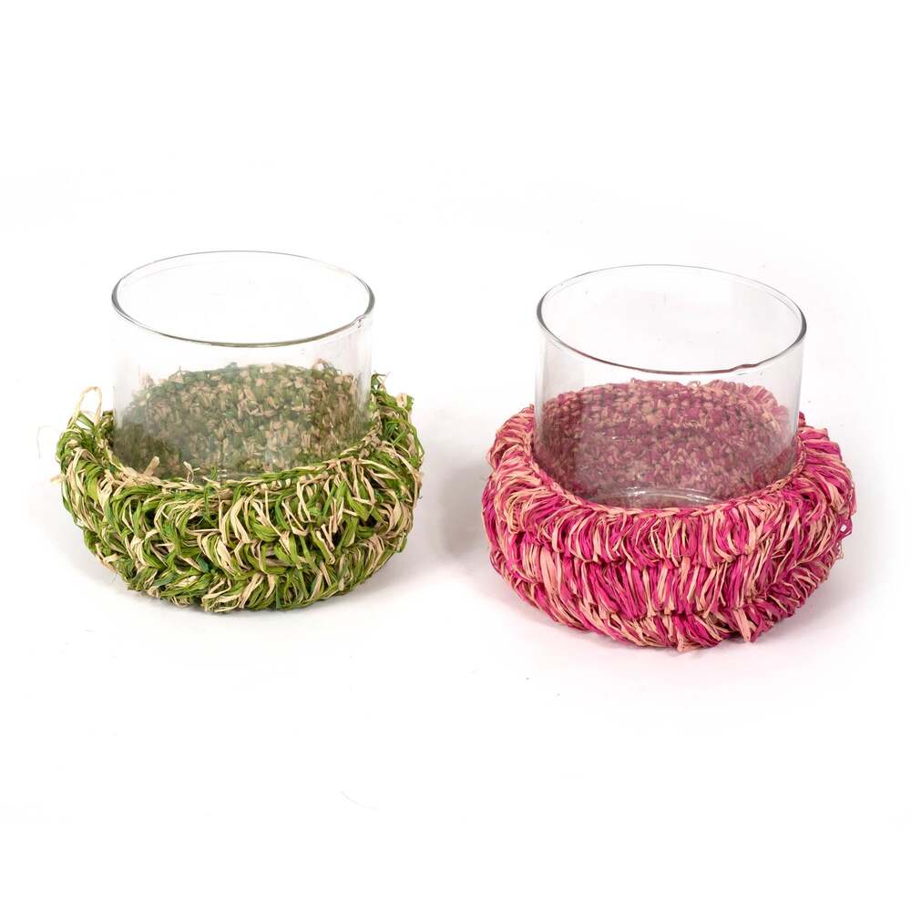 Raffia Glass Cylinder by Ngala Trading Company