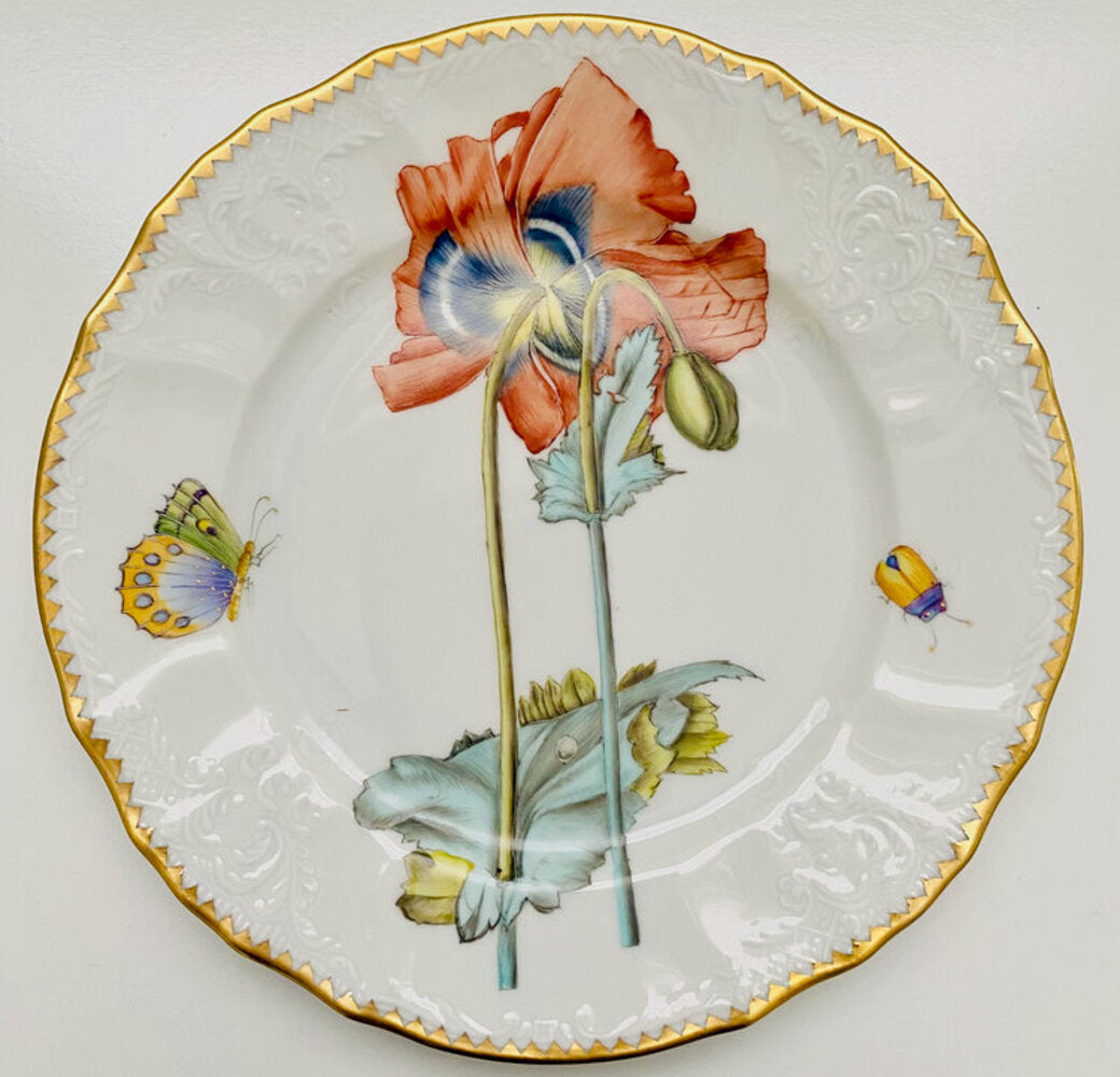 RFSP1 - Red Flower Salad/Dessert Plate by Anna Weatherley 1
