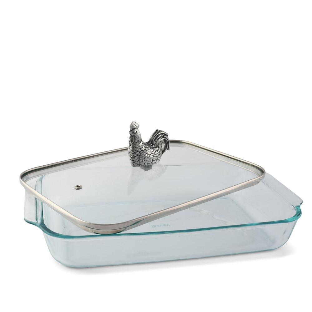 Rooster Lid with Pyrex 3 Quart Baking Dish by Arthur Court Designs 1