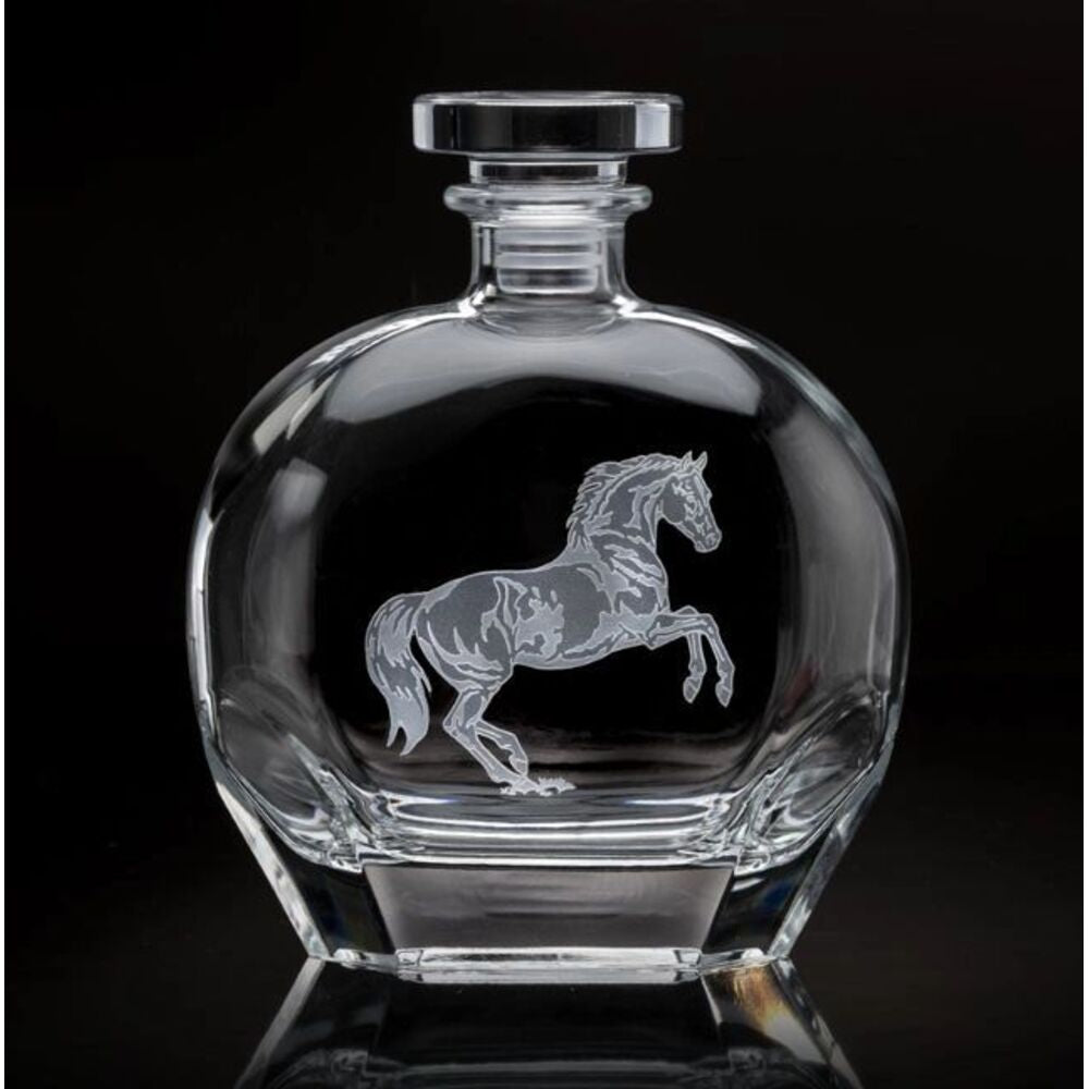 Round Decanter Rearing Horse by Julie Wear