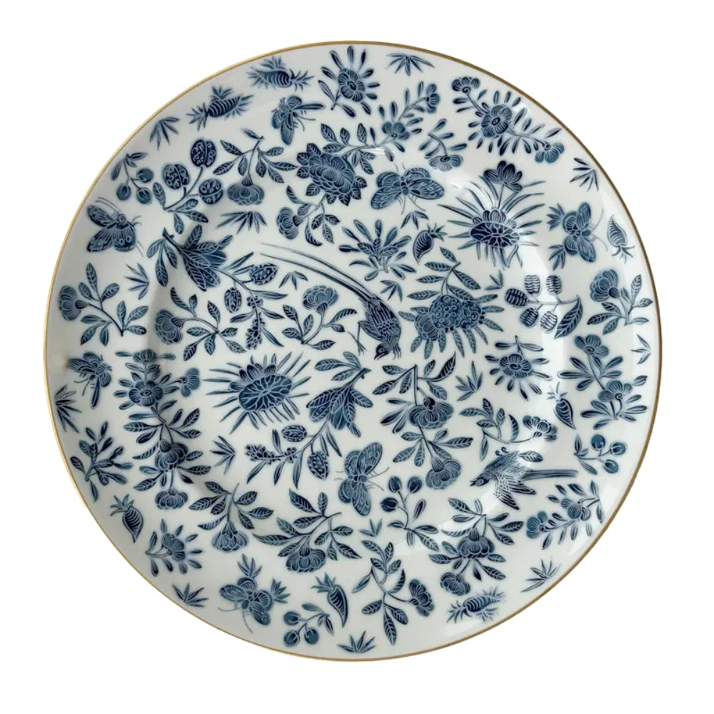 Sacred Bird & Butterfly Blue Dinner Plate by Mottahedeh