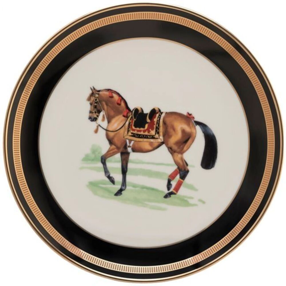 Salad Plate Imperial Horse Bay / Black Saddle by Julie Wear