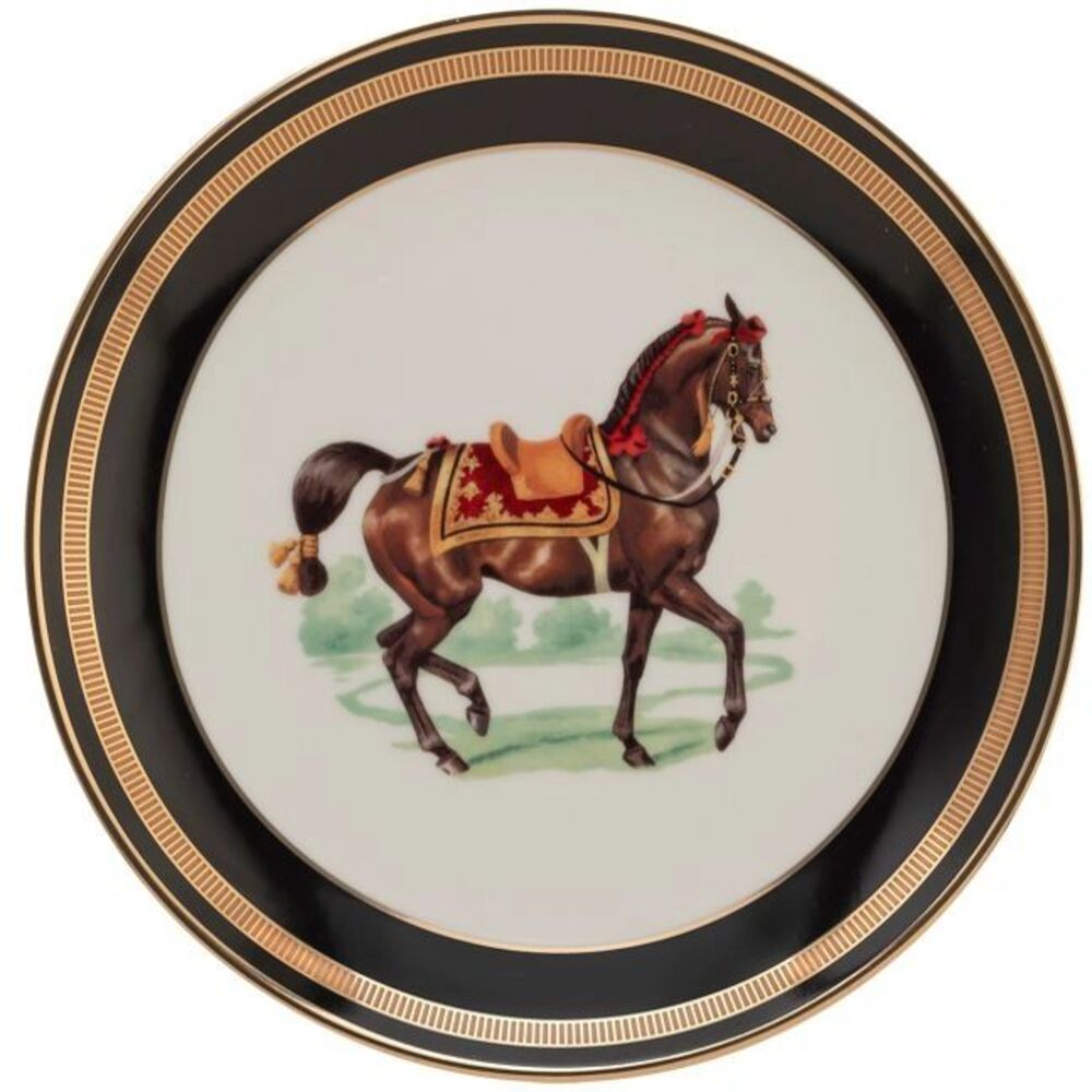 Salad Plate Imperial Horse Dark Bay / Red Saddle by Julie Wear
