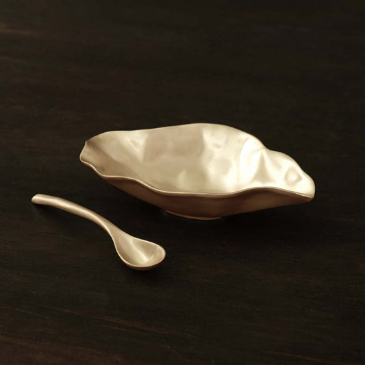 Sierra Modern Maia Medium Bowl with Spoon - Gold by Beatriz Ball