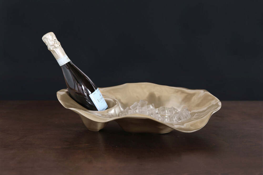 Sierra Modern Ocean Medium Champagne Oyster Bucket - Gold by Beatriz Ball