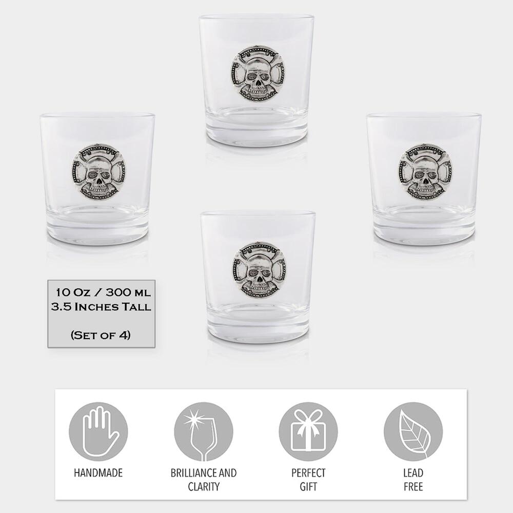 Skull Bar Glass Set of 4 by Arthur Court Designs 2