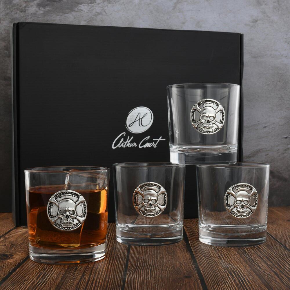 Skull Bar Glass Set of 4 by Arthur Court Designs 5