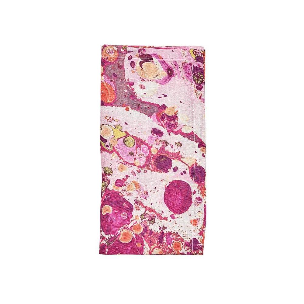 Slick Napkin in White - Pink & Orange - Set of 4 by Kim Seybert