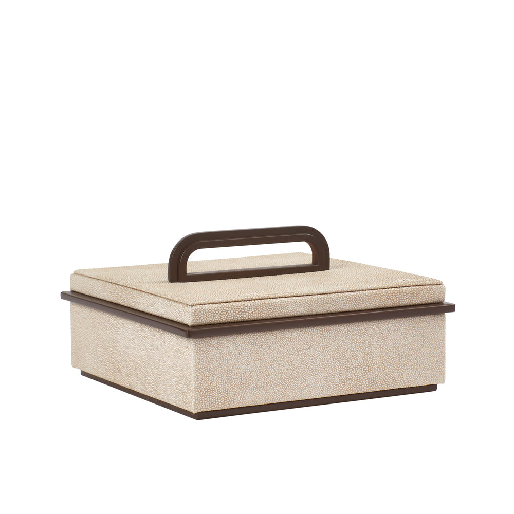 Small Ecru Faux Shagreen Box by Addison Ross