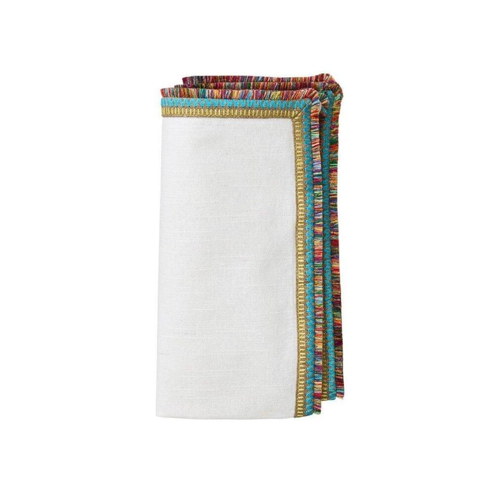 Spectrum Napkin - Set of 4 White & Multi by Kim Seybert