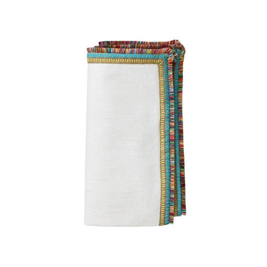 Spectrum Napkin - Set of 4 White & Multi by Kim Seybert
