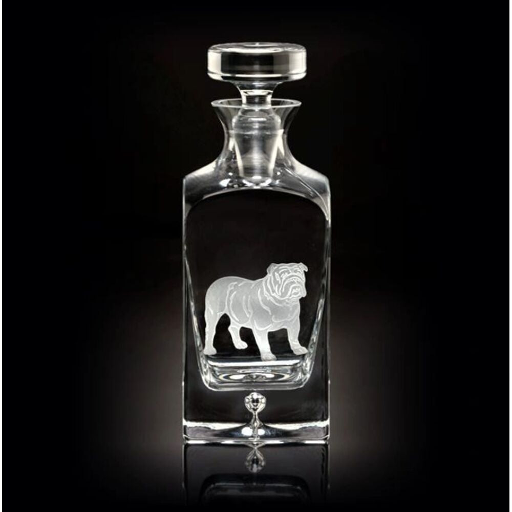Square Decanter - Bulldog by Julie Wear