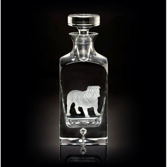 Square Decanter - Bulldog by Julie Wear