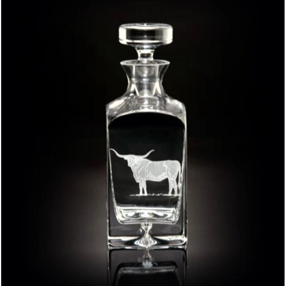 Square Decanter Texas Longhorn by Julie Wear