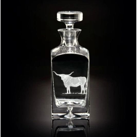 Square Decanter Texas Longhorn by Julie Wear